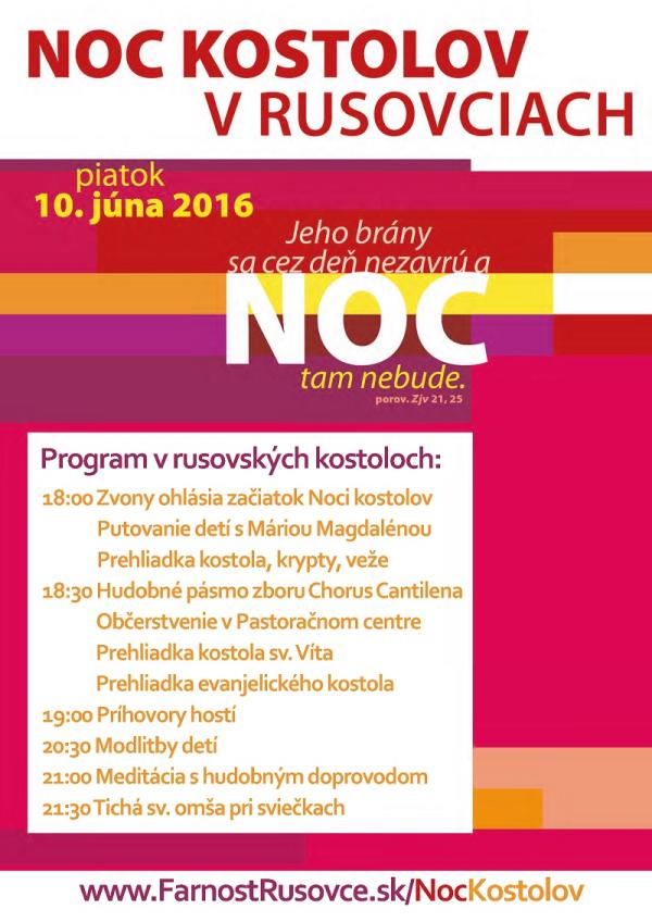Noc kostolov 2016 v Rusovciach
