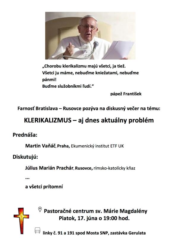 Klerikalizmus - diskusný večer