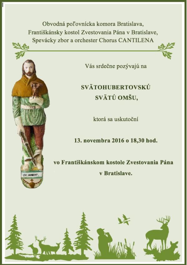 Pozvánka na svätohubertovskú sv. omšu